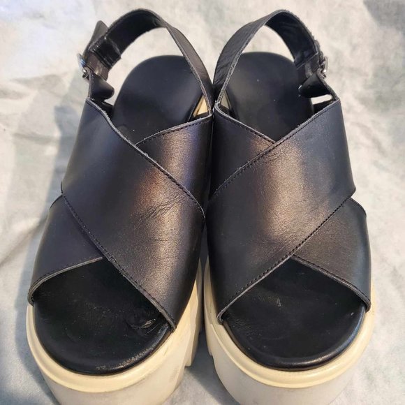 Aldo Noveglia Platform Sandals Black and White VERY GOOD with Box made in Italy - Picture 3 of 10